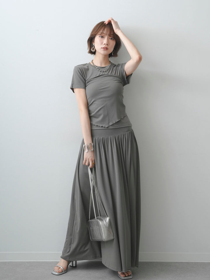 [SET]ストール付コンフォートTEE＆フレアスカートSET UP(2SET)+ストール付コンフォートTEE＆フレアスカートSET UP(2SET)(2set)