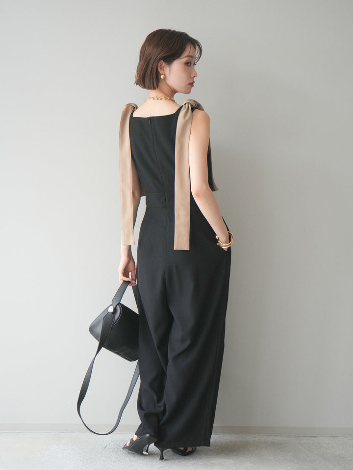 [SET]ショルダーリボンサロペット+選べるアクセセット(2set)