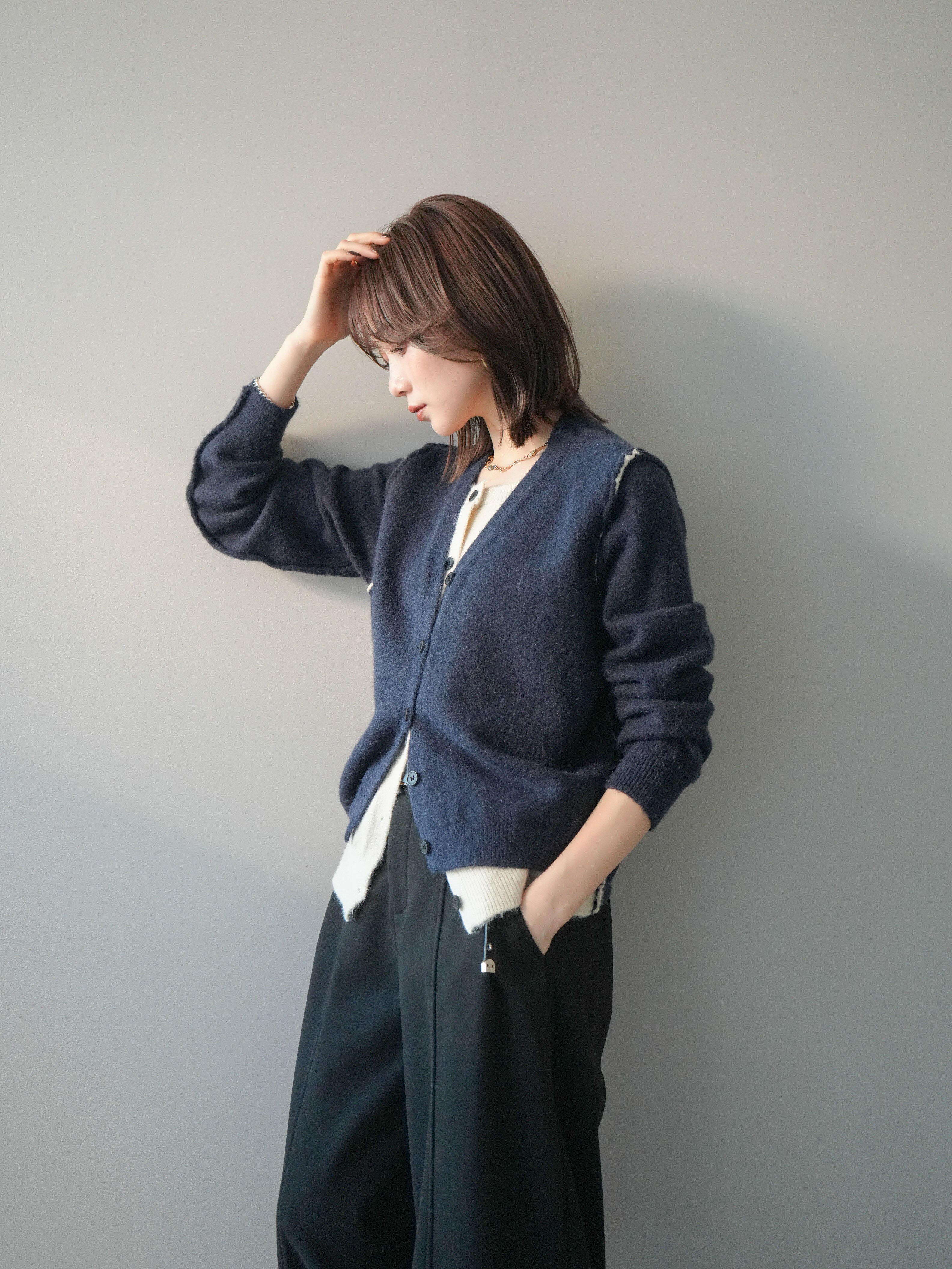 Drawer ユリパークコットンカーディガン　ネイビー　美品 Drawer ユリパークコットンカーディガン ネイビー 美品 【公式通販】