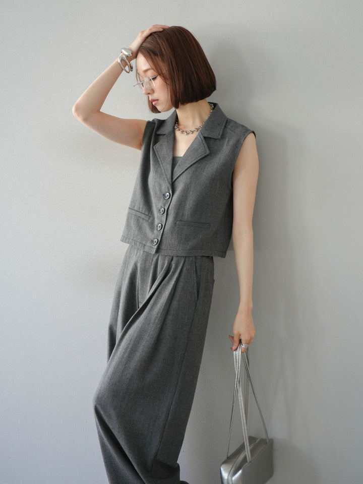 [予約]ツイードタッチテーラードジレ/ダークグレー