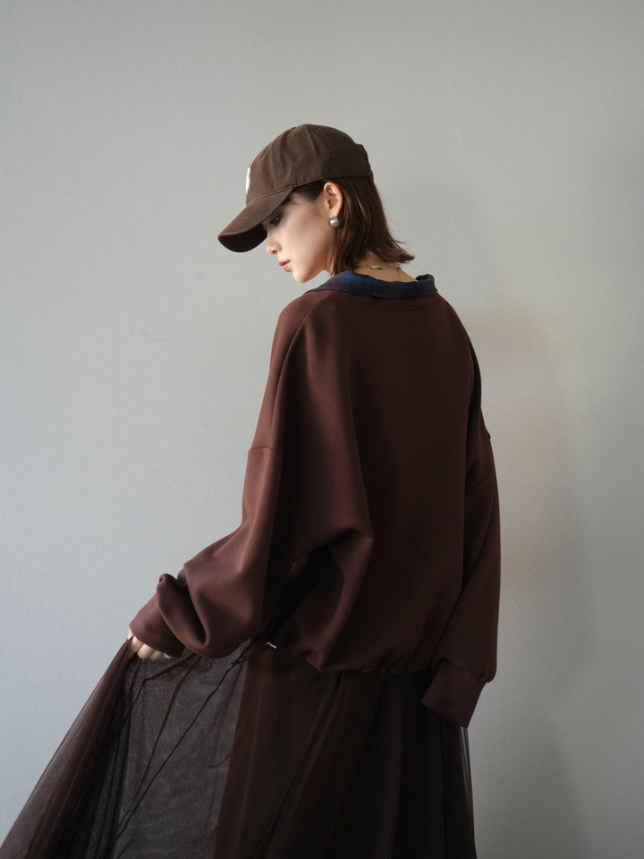 [予約]チェックポイントドロストポンチプルオーバー/ブラウン