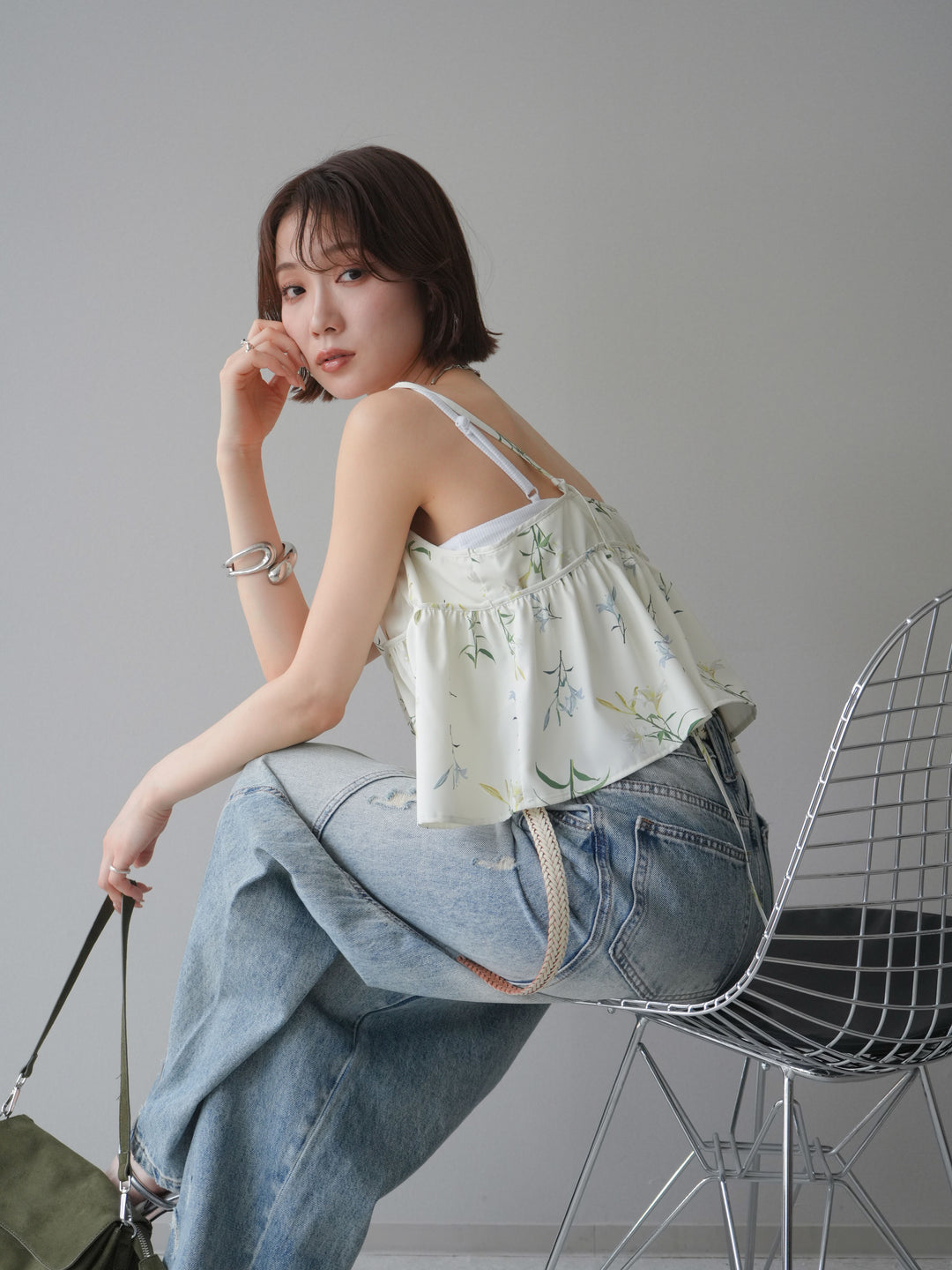 [SET]フラワープリントキャミソール+フラワープリントキャミソール(2set)