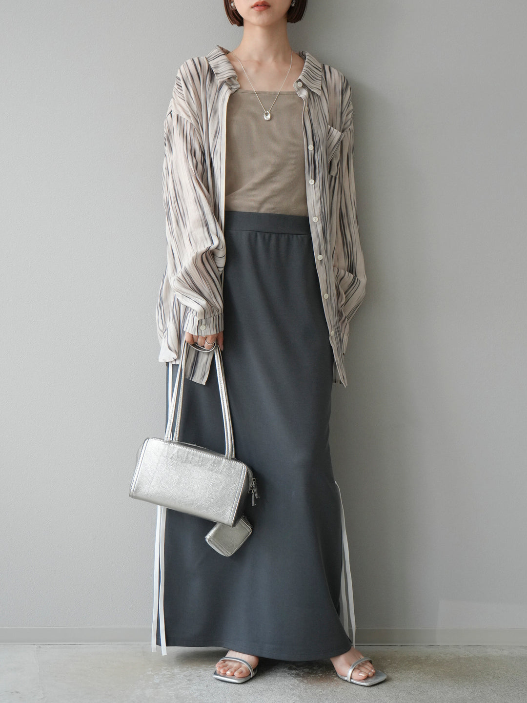 [予約]マルチWAYニュアンス柄オーバーシャツ/ベージュ