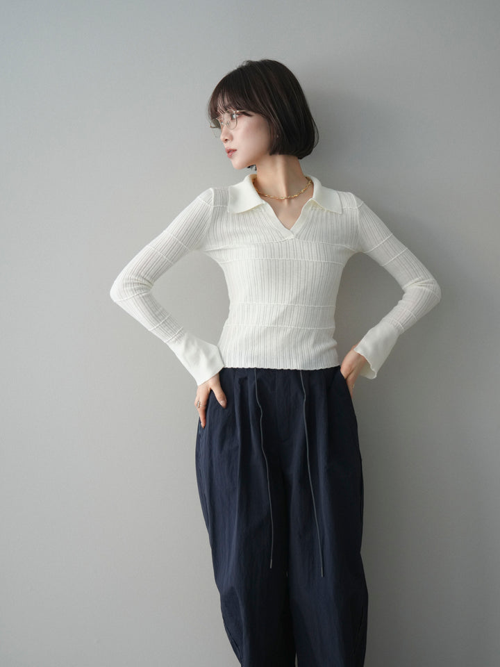 [予約]シアーリブスキッパーニットトップス/ivory
