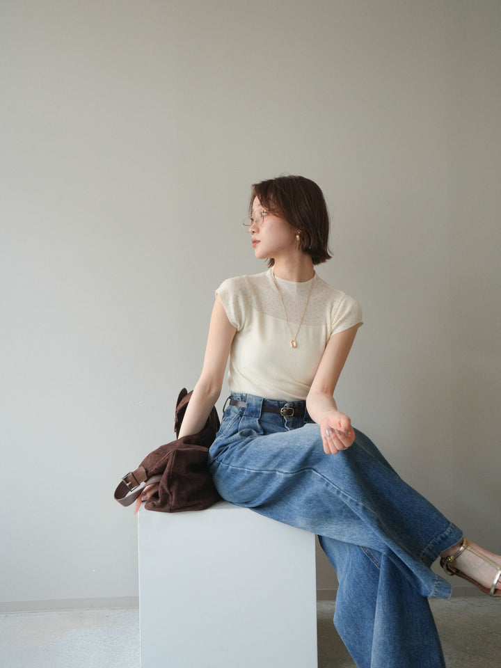 [SET]ビジューシアーフレンチニット+選べるアクセセット(2set)