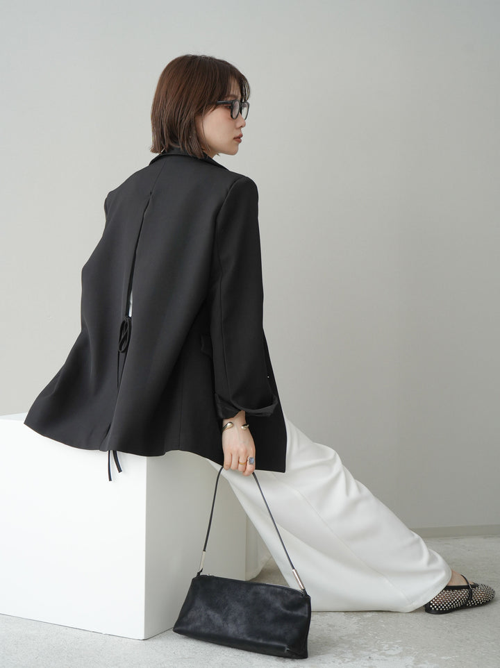 [SET]バックスリットデザインジャケット+ノースリサテンレースキャミソール(2set)