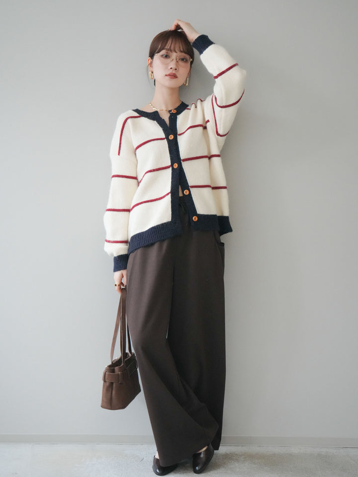 [予約]配色パイピングイージーパンツ/brown