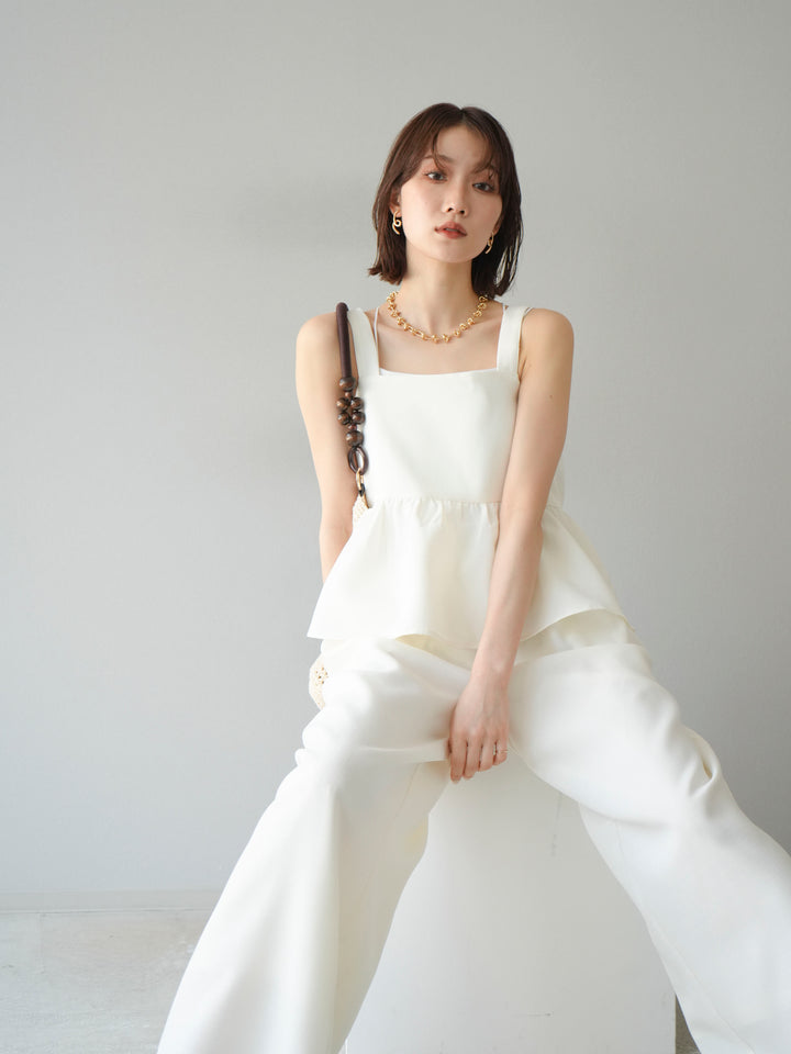 [SET]リネンライクビスチェ+リネンライクイージーワイドパンツ(2set)