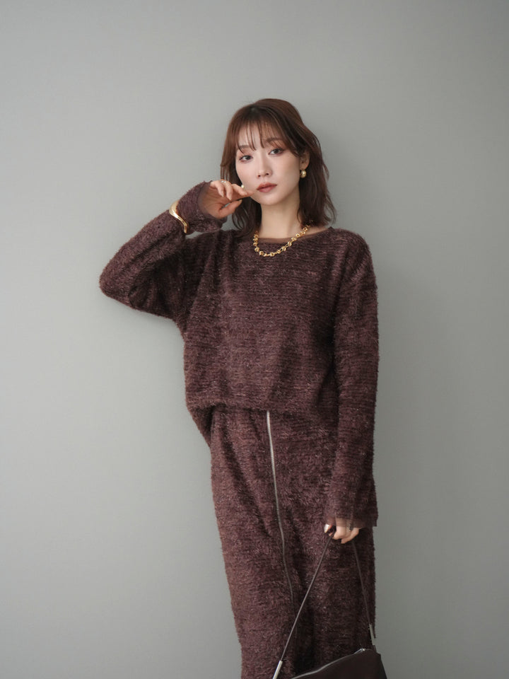 [予約]ラメシャギートップス/brown