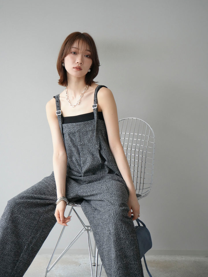 [予約]ツイードベアサロペット/ブラック