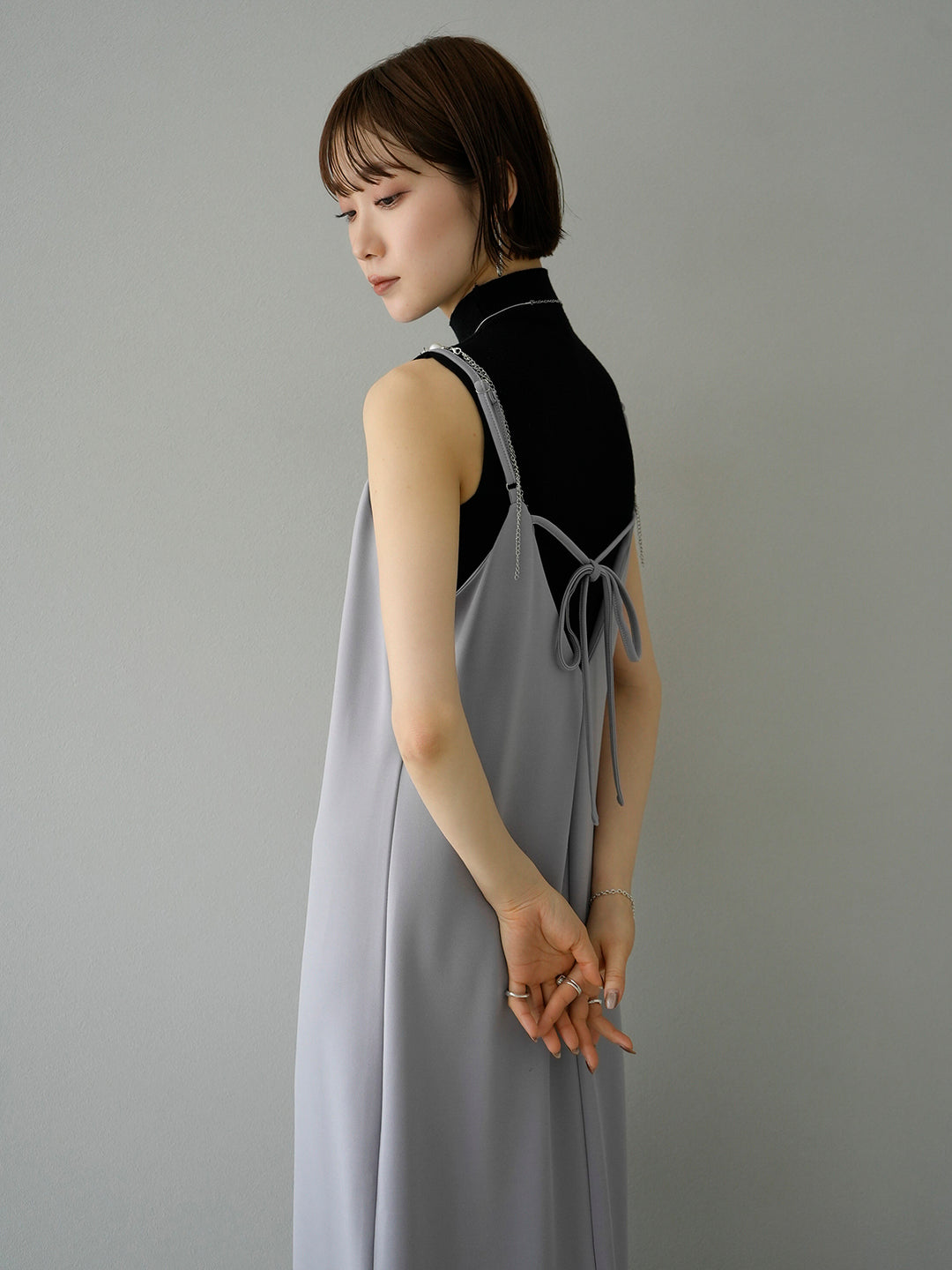 [Pre-order] Pearl Chain 2-Way Camisole Dress/Light Gray