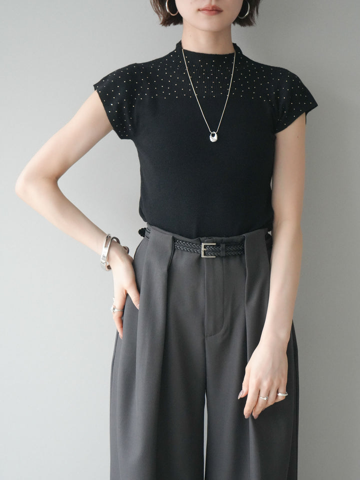 [SET]ビジューシアーフレンチニット+選べるアクセセット(2set)