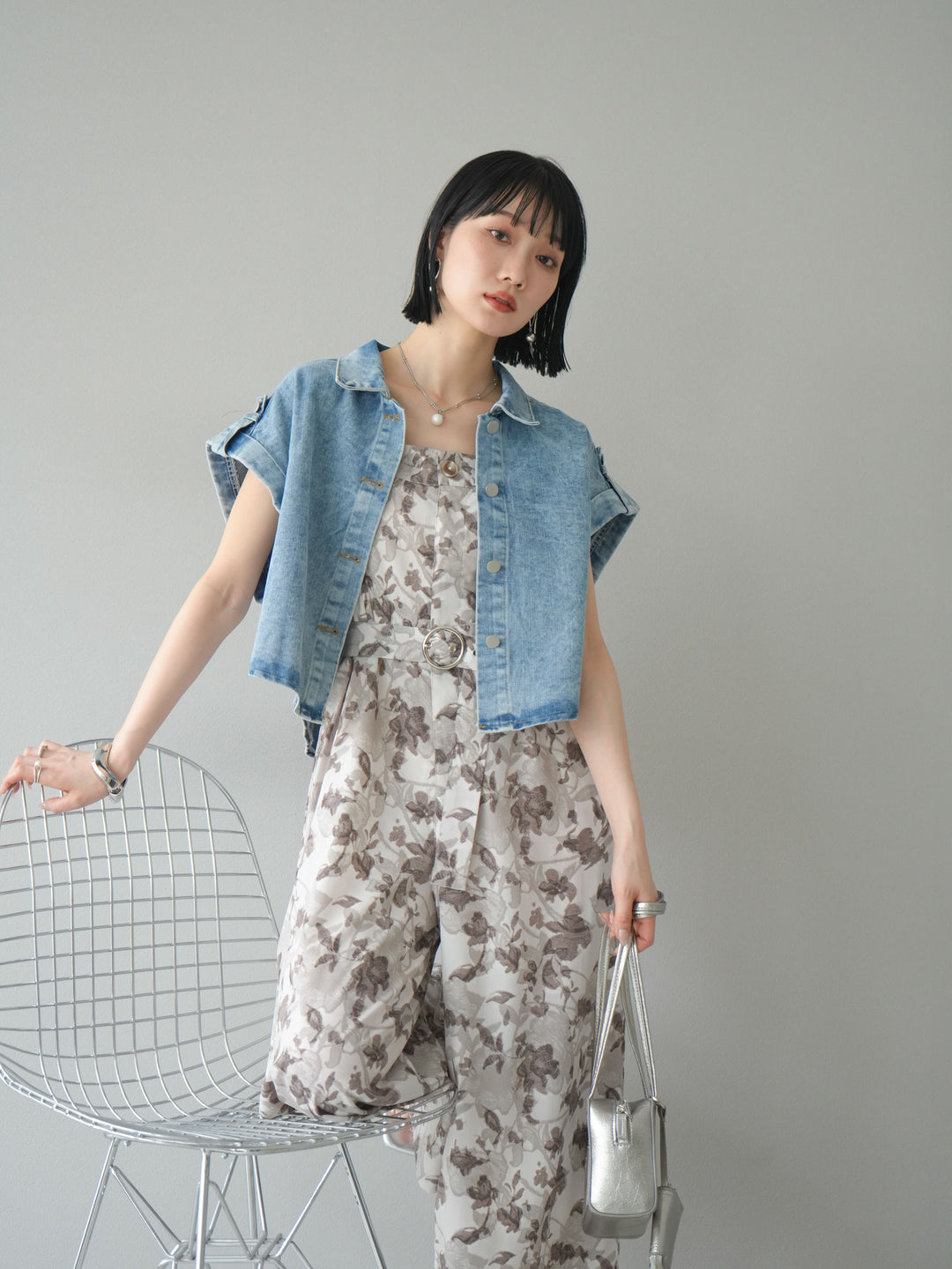 [予約]デニムショートハーフジャケット/ライトブルー