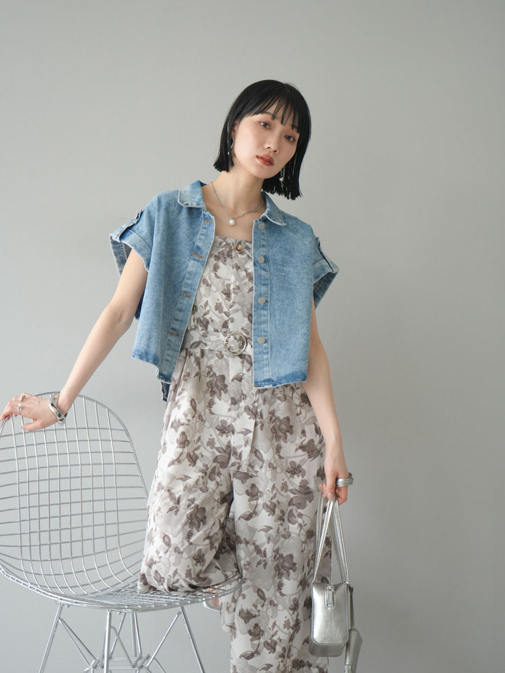 [予約]デニムショートハーフジャケット/ライトブルー