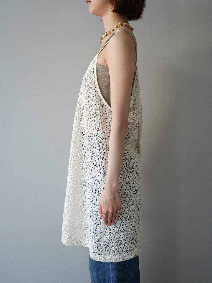 [予約]透かし編スリットキャミチュニック/ivory