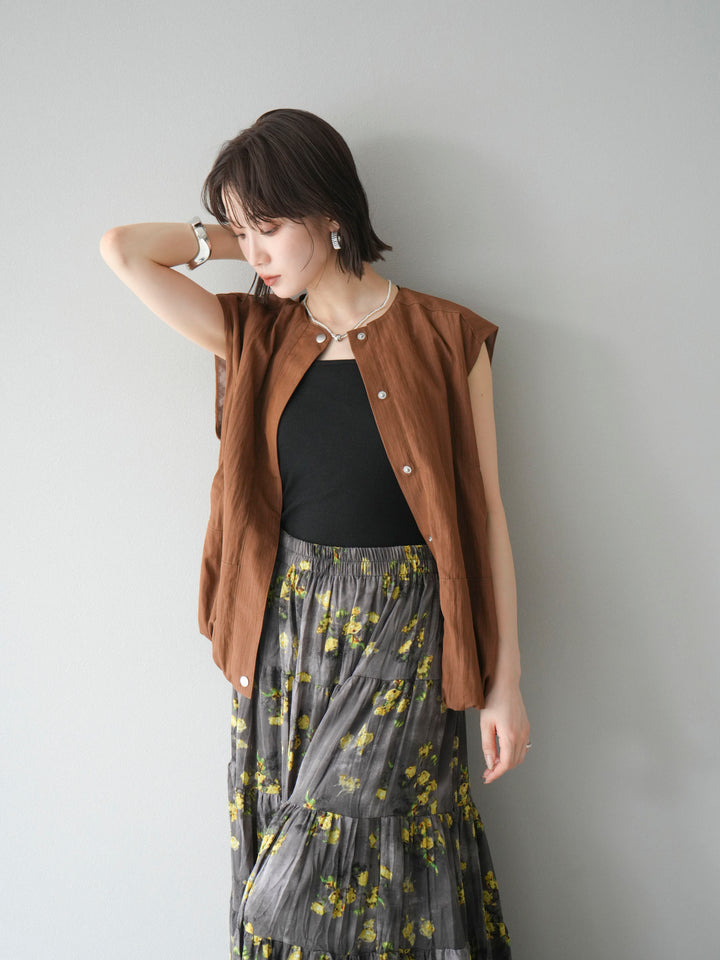 [予約]リネンライクドロストバルーンブルゾン/ブラウン