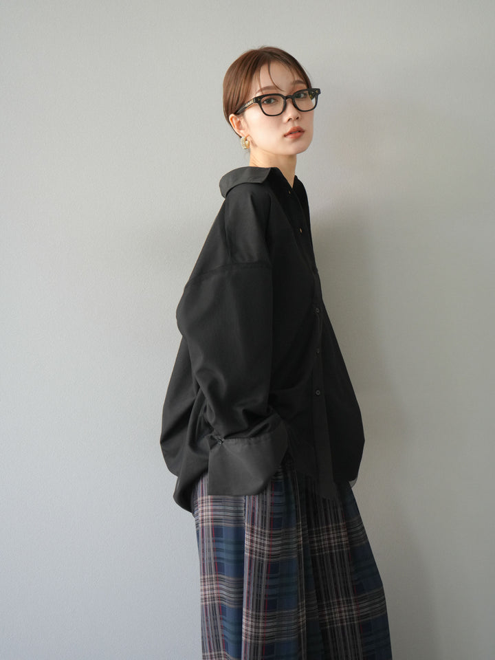 [予約]チュールドッキングブロードシャツ/ブラック