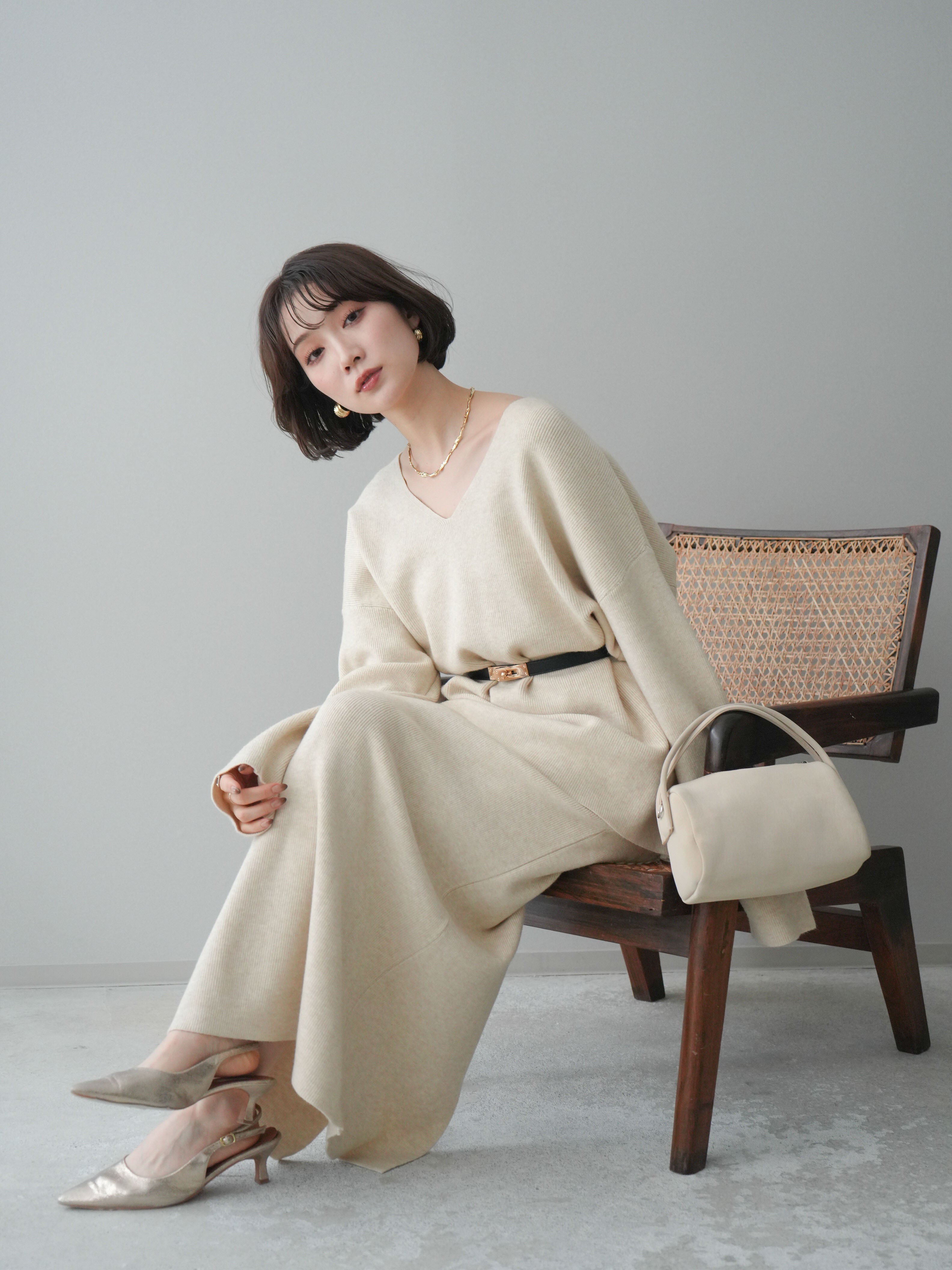 SET]ベルト付Vネックニット＆スカートSET UP(2set) – Lumier