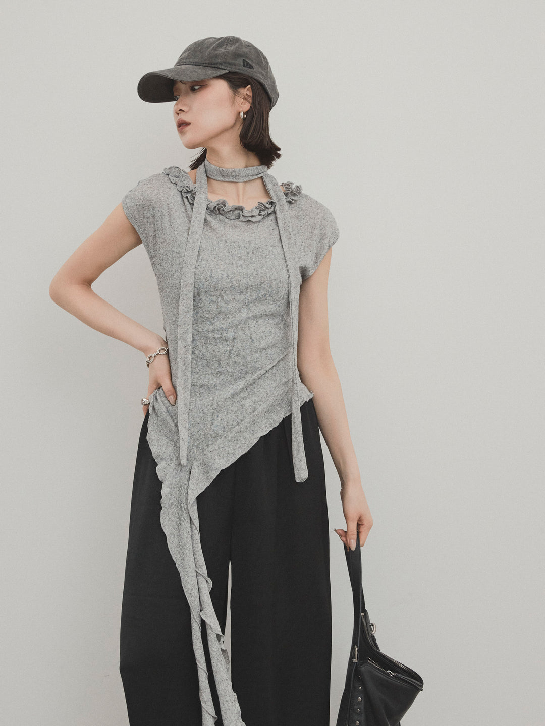 [SET]ラッフルシアーニットタンクトップ+ラッフルシアーニットタンクトップ(2set)