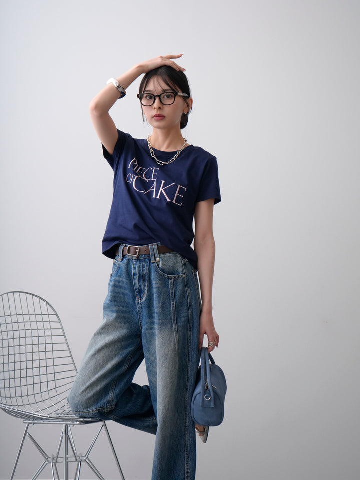 【套裝】刺繡Logo T卹 + 3D立體牛仔褲（兩件組）