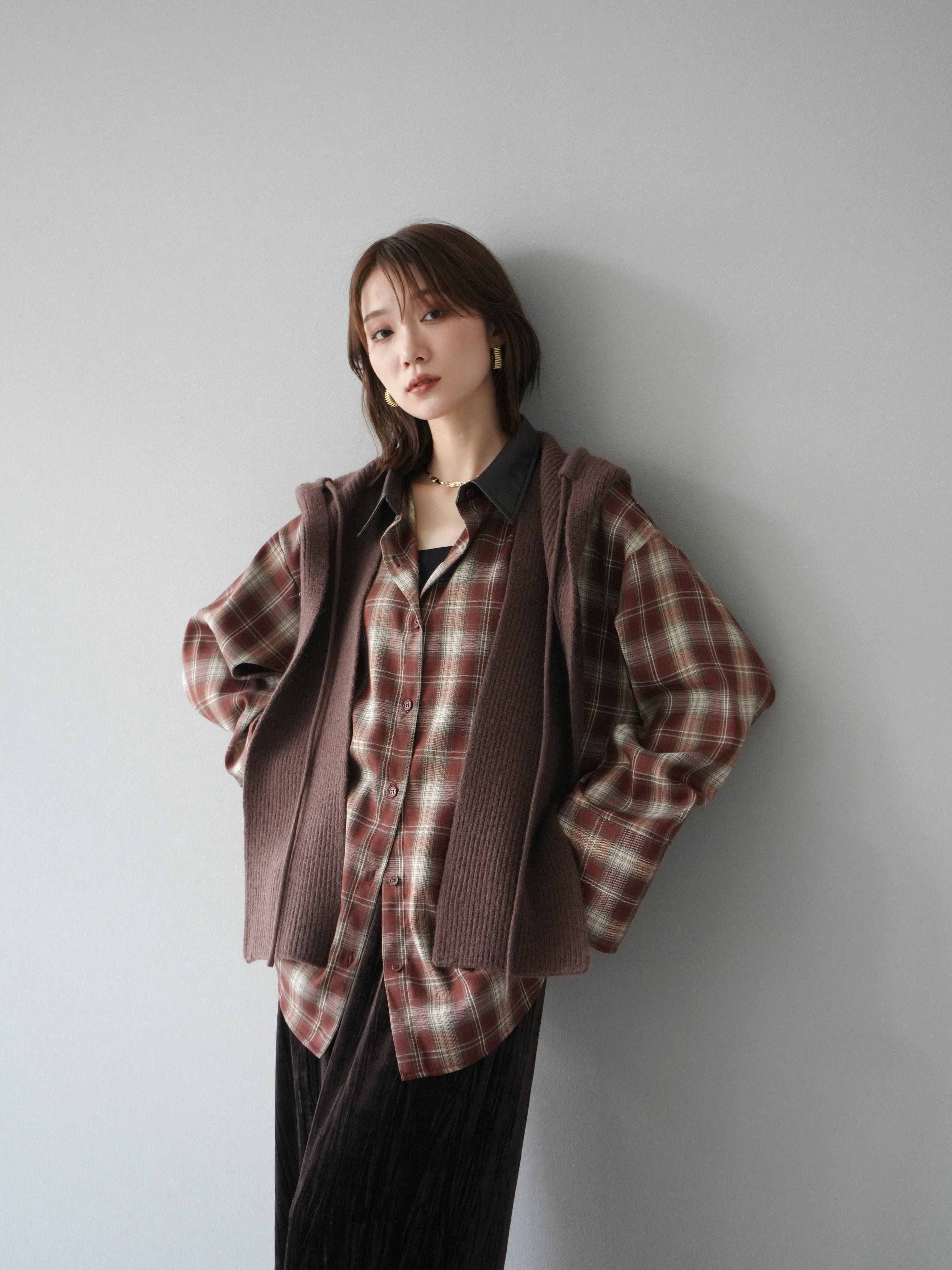 予約]フードニットマフラー/ブラウン – Lumier