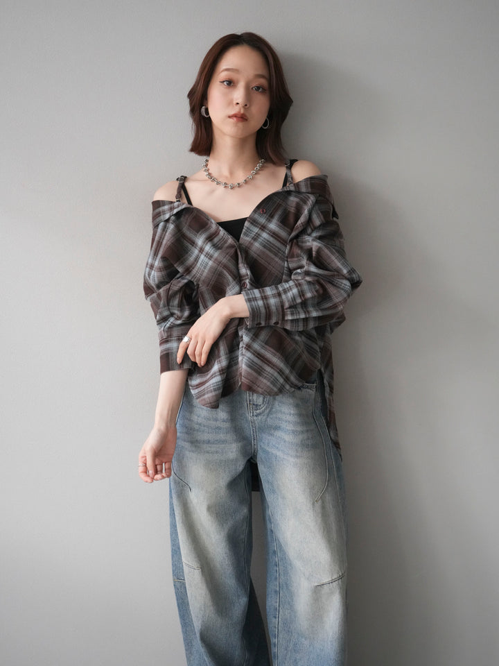 [予約]マルチウェイチェックシャツ/brownblue