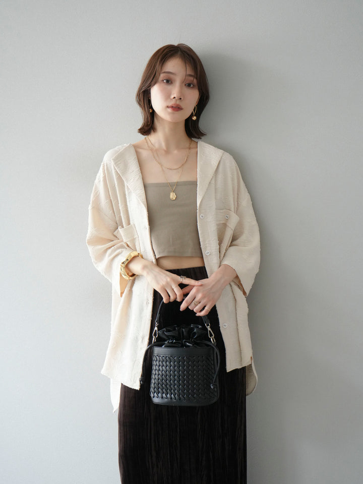 [予約]ジャガードハーフスリーブシャツ/アイボリー