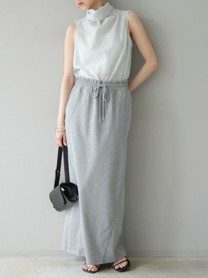 [予約]バックタイノースリーブブラウス/ブルー