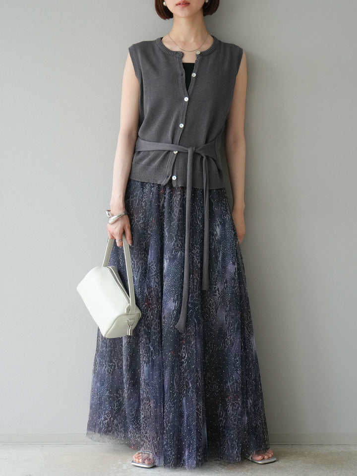 [予約]ウエストベルトニットベスト/チャコール