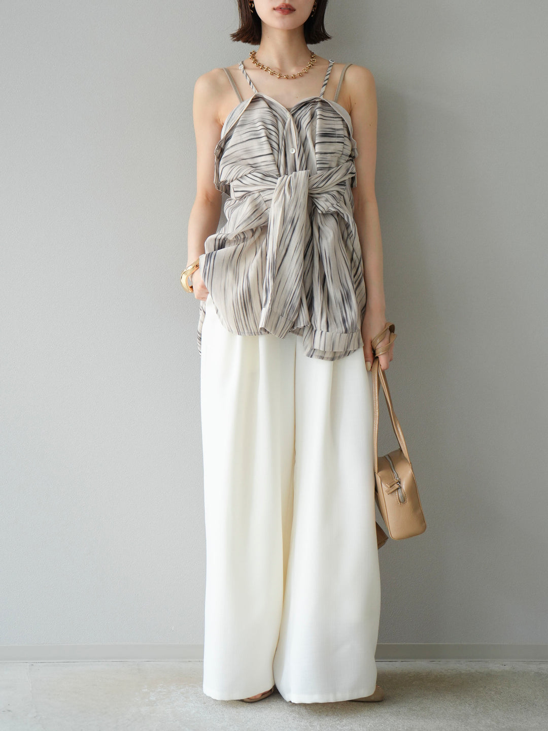 [予約]マルチWAYニュアンス柄オーバーシャツ/ベージュ