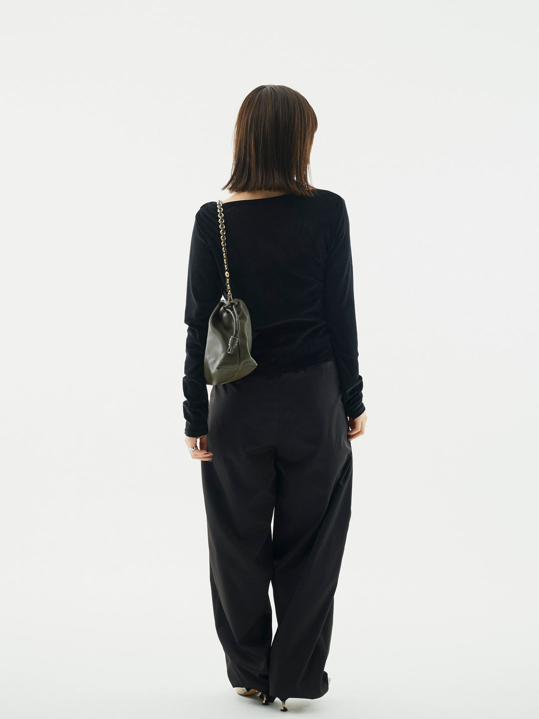 [予約]タフタワイドカーブパンツ/ブラック