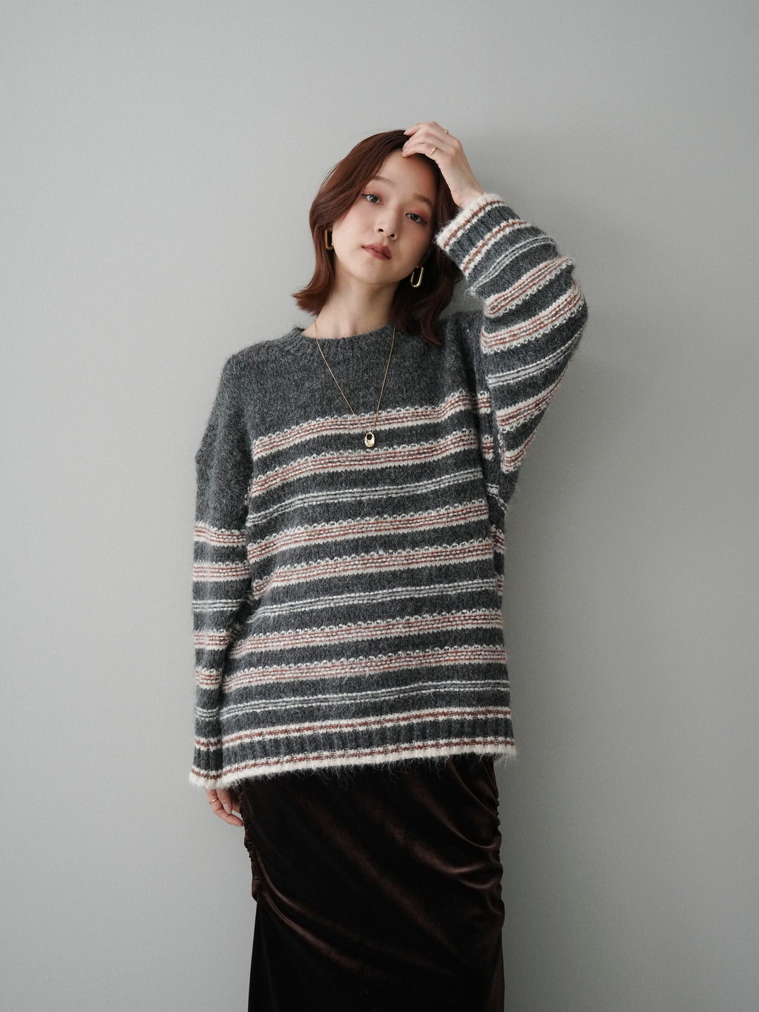 [SET]ステッチボーダーニットプルオーバー+ステッチボーダーニットプルオーバー(2set)