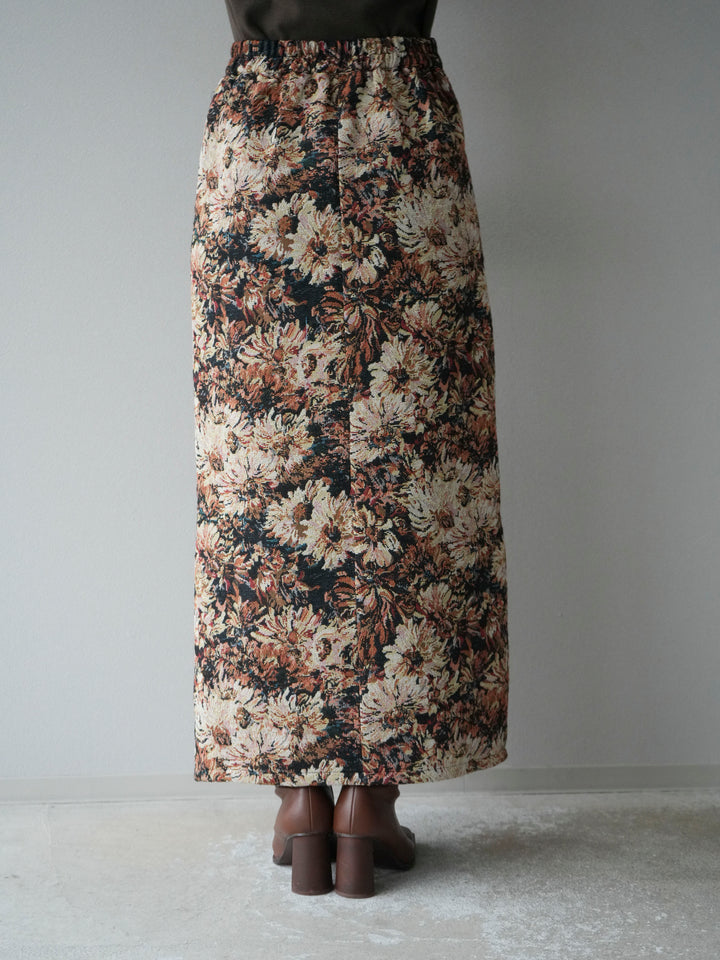 [予約]ゴブランフロントジップタイトスカート/ベージュ