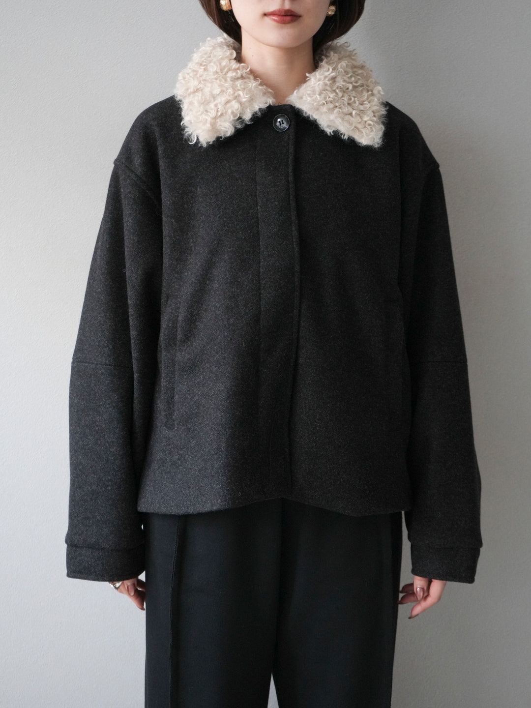 [予約]ロービングボアえりブルゾン/black