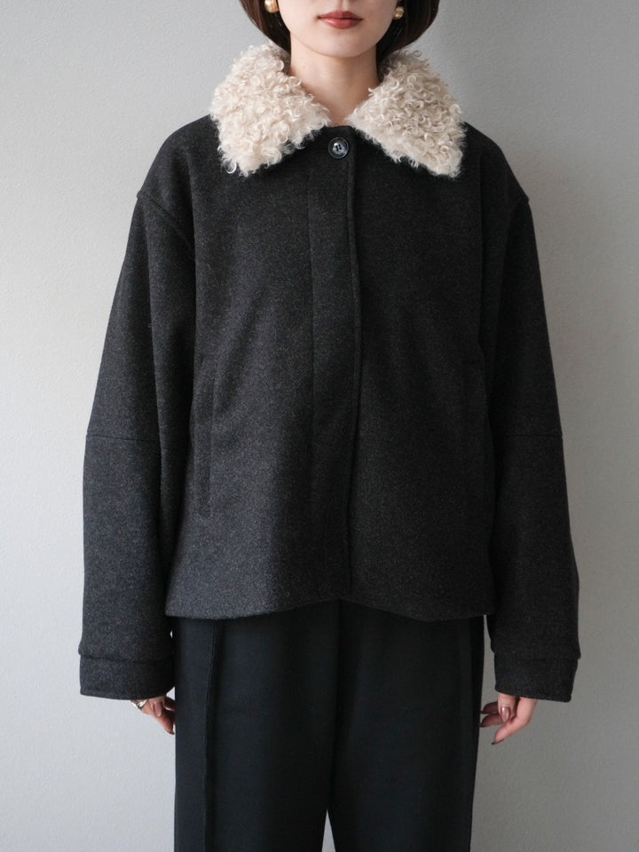 [予約]ロービングボアえりブルゾン/black