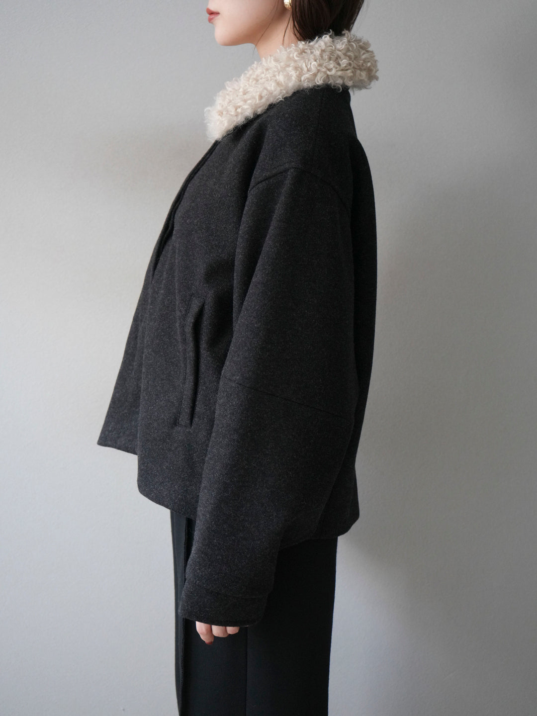 [予約]ロービングボアえりブルゾン/black