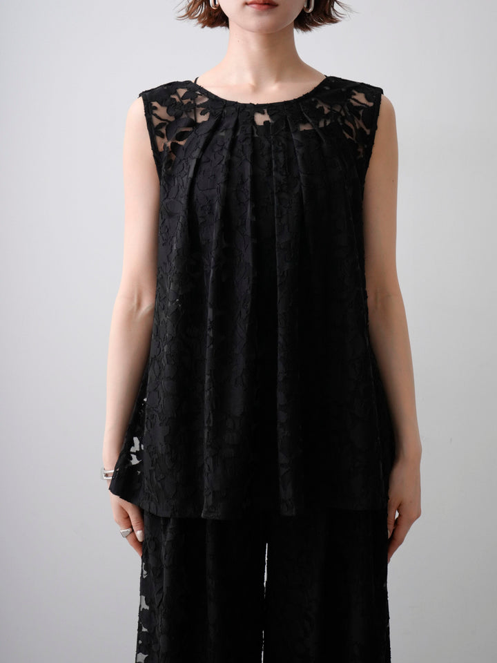 [予約]シアージャガードバックツイストノースリブラウス/black