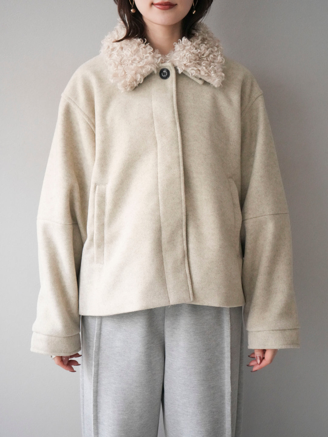 [予約]ロービングボアえりブルゾン/ivory