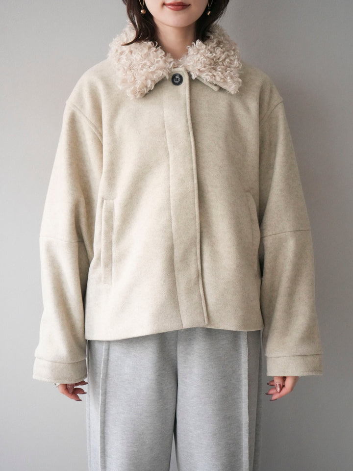 [予約]ロービングボアえりブルゾン/ivory
