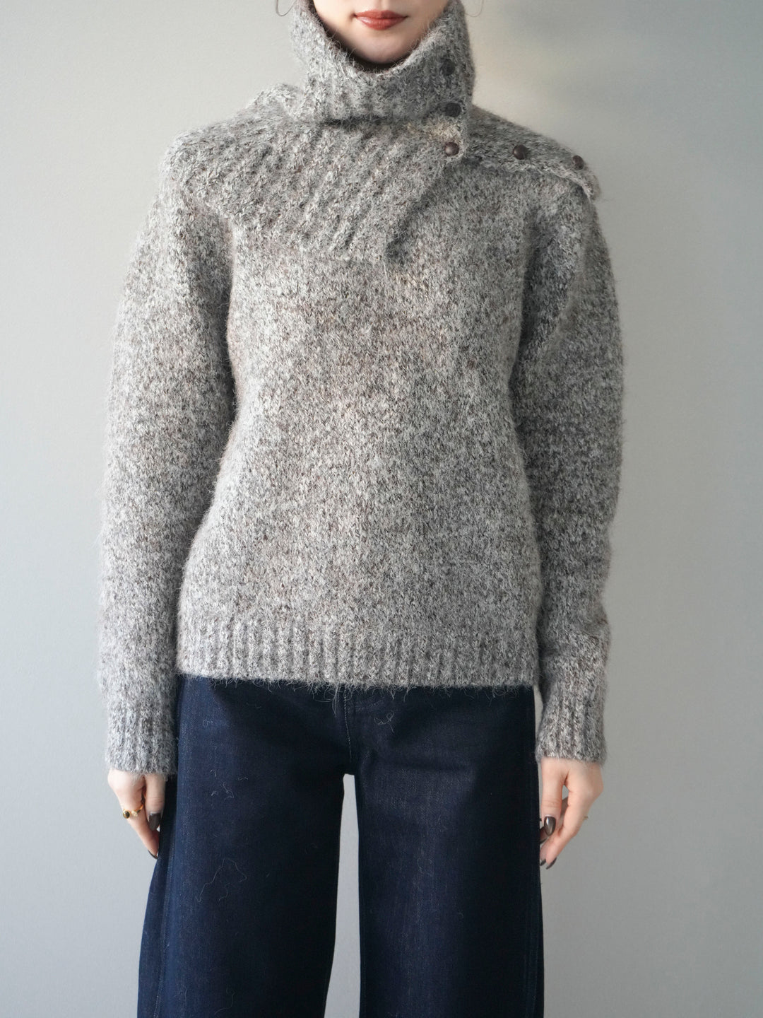 [予約]ネック付MIXニットアンサンブル/brown