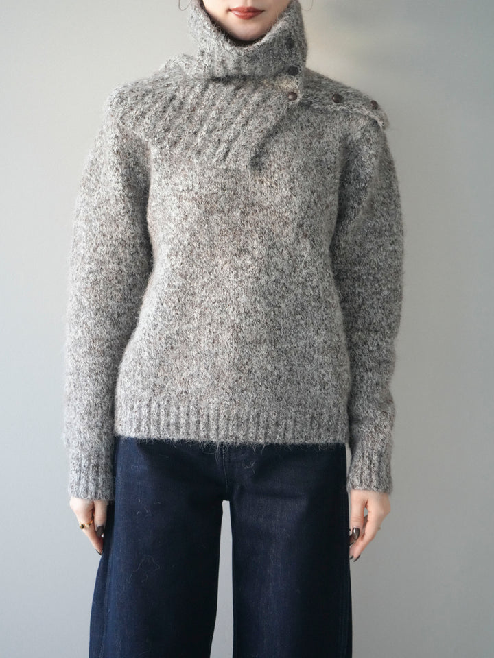 [予約]ネック付MIXニットアンサンブル/brown