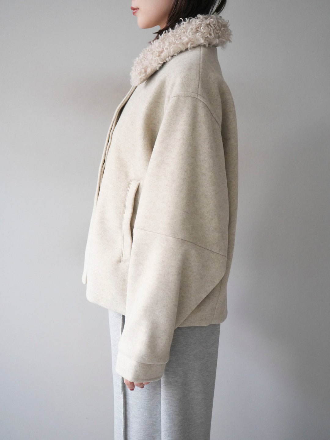 [予約]ロービングボアえりブルゾン/ivory