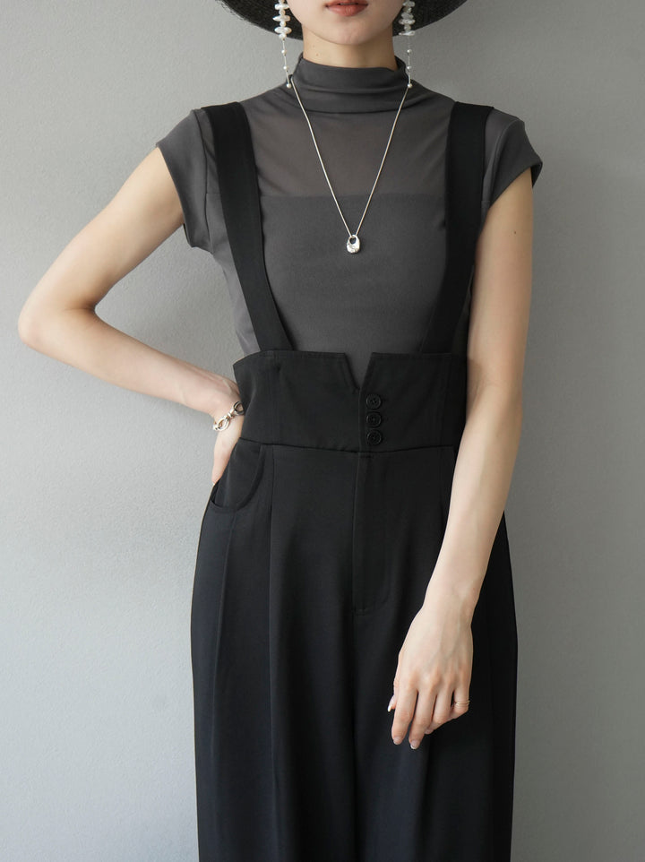 [SET]シアー切替ストレッチ長袖トップス+シアー切替ストレッチトップス(2set)