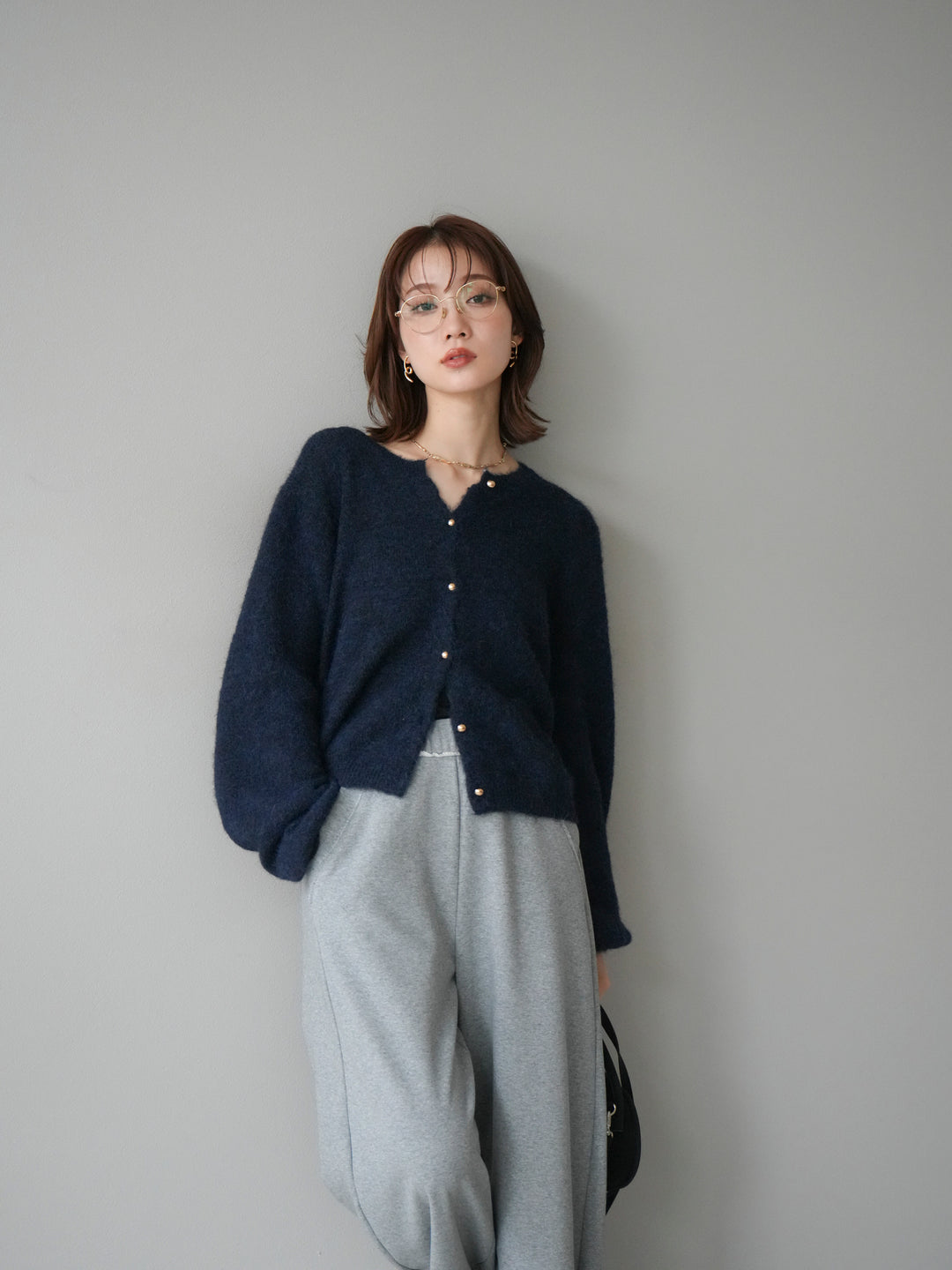 [SET]ゴールドボタンニットカーディガン+ゴールドボタンニットカーディガン(2set)