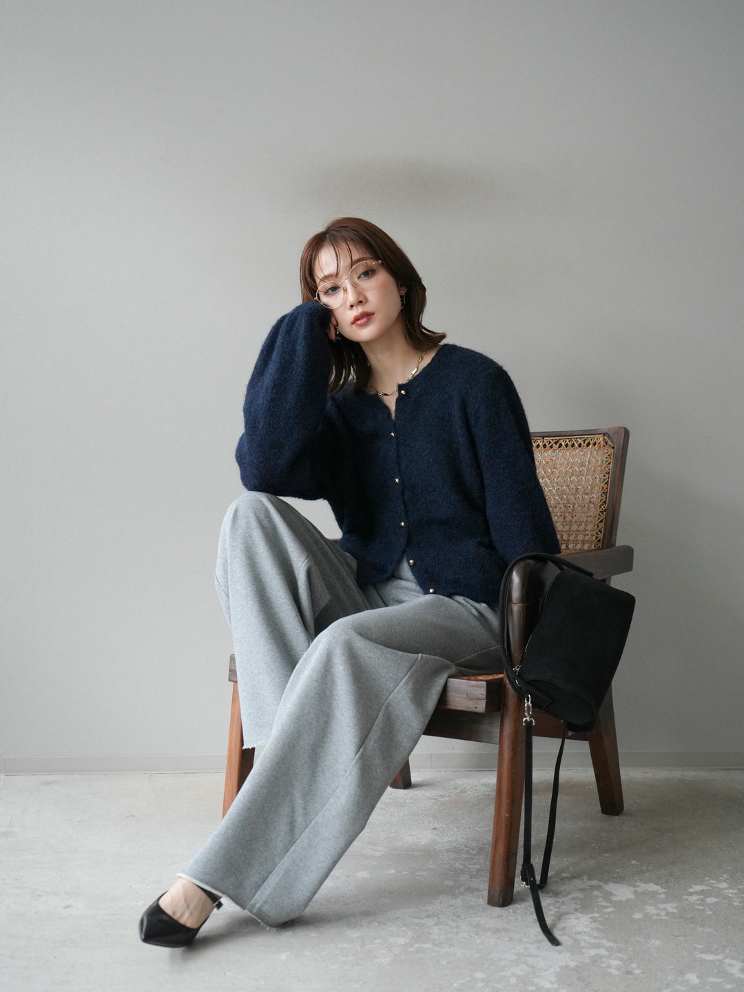 [SET]ゴールドボタンニットカーディガン+ゴールドボタンニットカーディガン(2set)