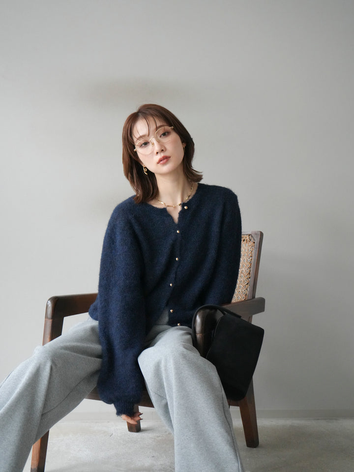 [予約]ゴールドボタンニットカーディガン/navy
