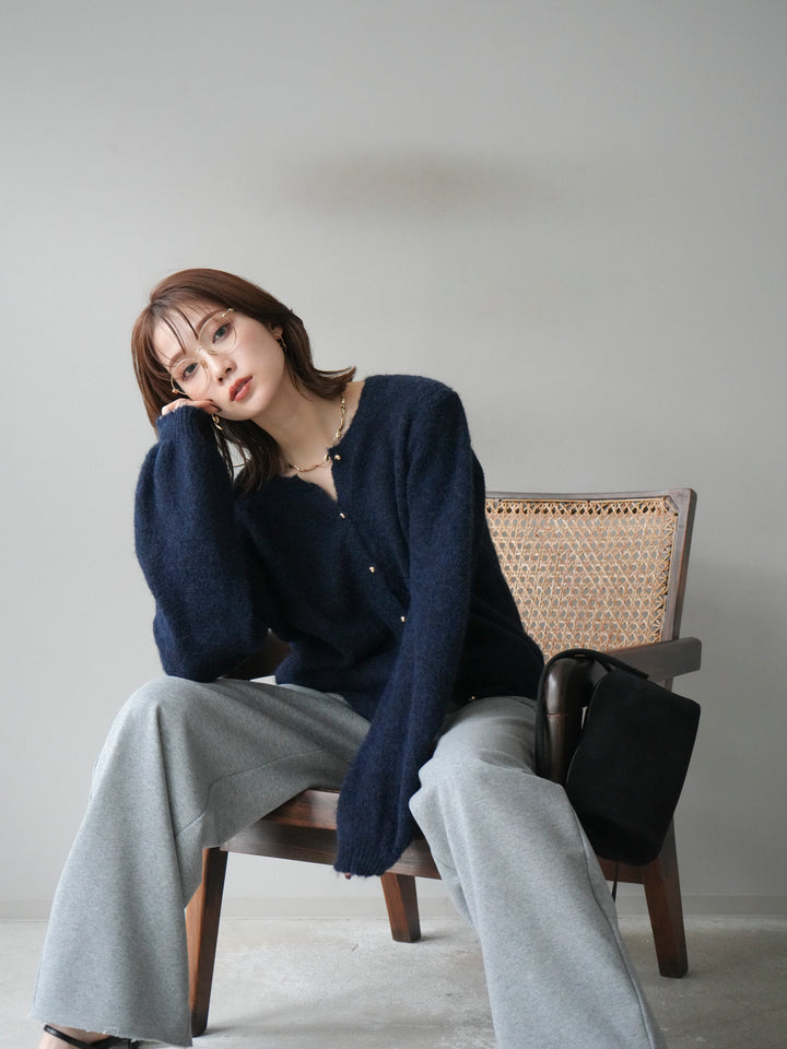 [予約]ゴールドボタンニットカーディガン/navy