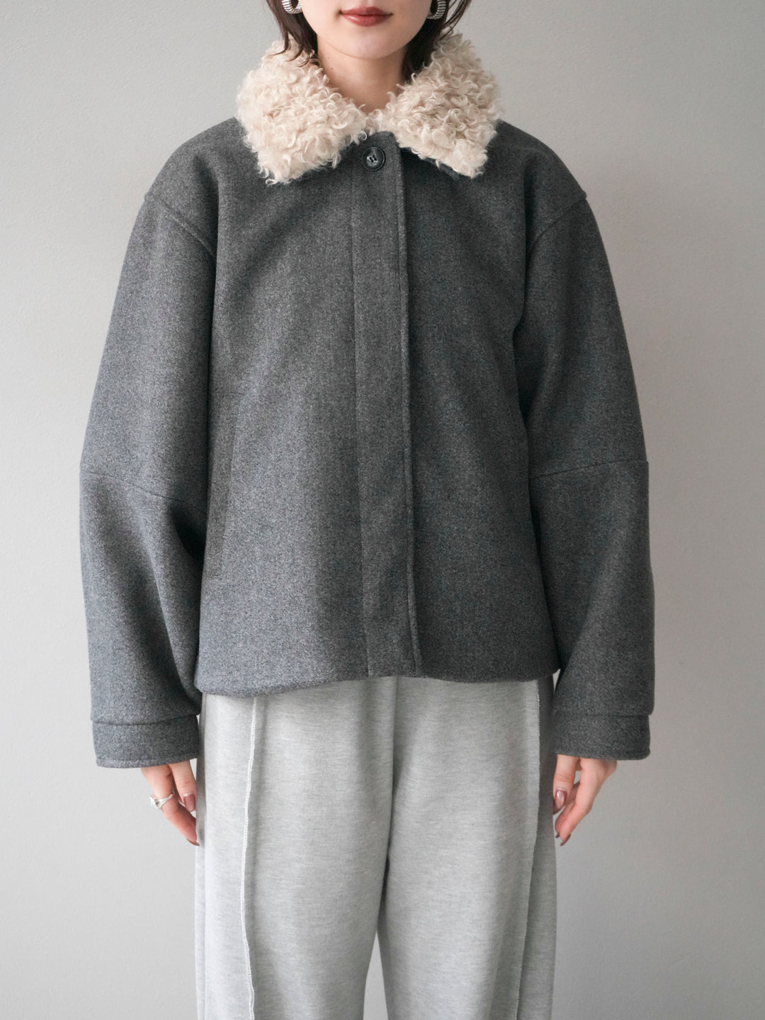 [予約]ロービングボアえりブルゾン/charcoal