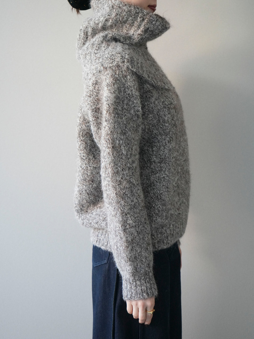 [予約]ネック付MIXニットアンサンブル/brown