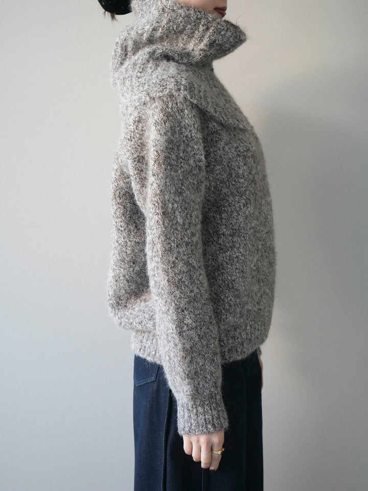 [予約]ネック付MIXニットアンサンブル/brown